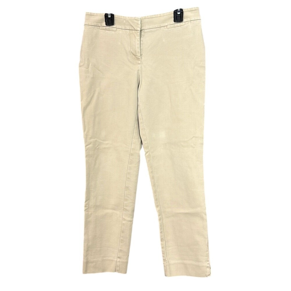 Talbots Petites Curvy Khaki Tan Ankle Pants 4P Cotton Blend Stretch Trousers